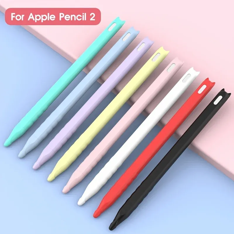 Gute qualität Cartoon silikon stift fall für ApplePencil 2 generation Anti-rutsch und anti-drop tablet stylus fall Einfarbig Abdeckung