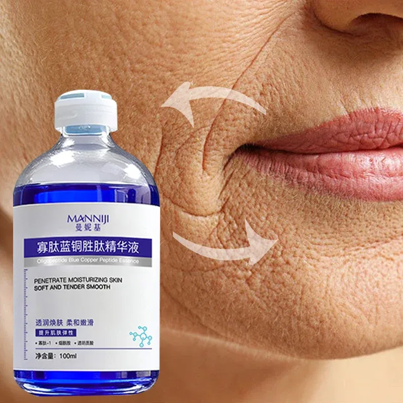 Oligopeptid Blaues Kupferpeptid Essenz 100ml, Beruhigt und Repariert Empfindliche Haut, Steigert die Elastizität, Feuchtigkeitsspendendes Anti-Aging Gesichtsserum