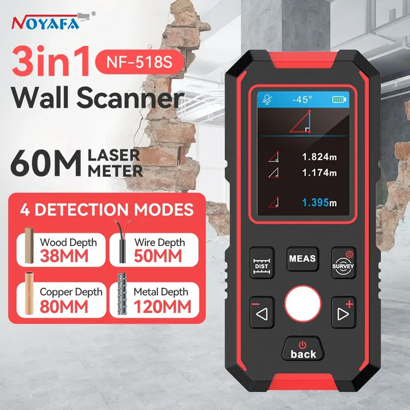 Noyafa NF-518S Metalldetektor für unterirdische Sturs, Wandscanner, AC-Holzsucher, Kabel, Drähte, Tracker, digitale Wasserwaage, Laser-Entfernungsmesser