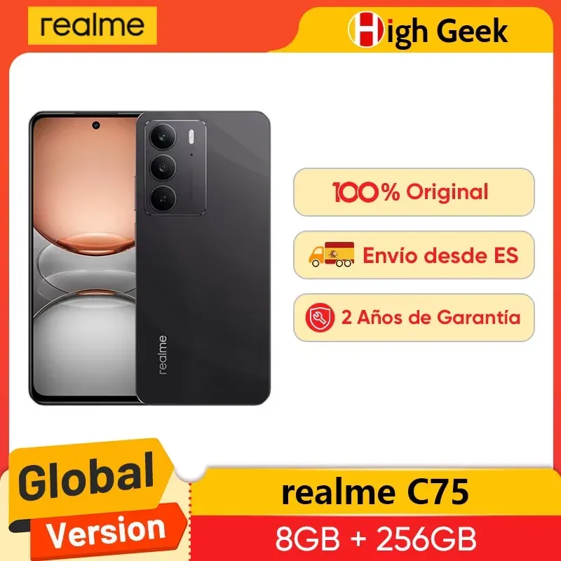 Globale Version realme C75 Smartphone 6.72'' 90Hz FHD Display 50MP AI Kamera 5828mAh Akku 45W Charge IP69 Staubwasserbeständigkeit