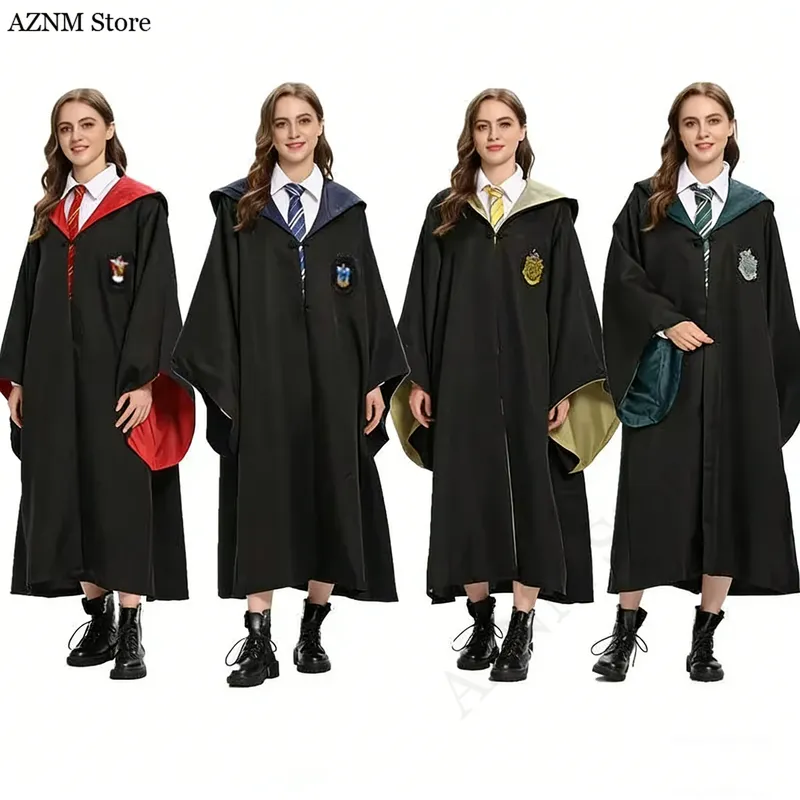 S-XXL Erwachsenen-Harry-Potter-Cosplay-Mantel, Zauberer-Umhang, Robe, Potter-Hermine-Gryffindor-Kostümzubehör für Feiertage, Halloween, College-Kostüme, Geschenk