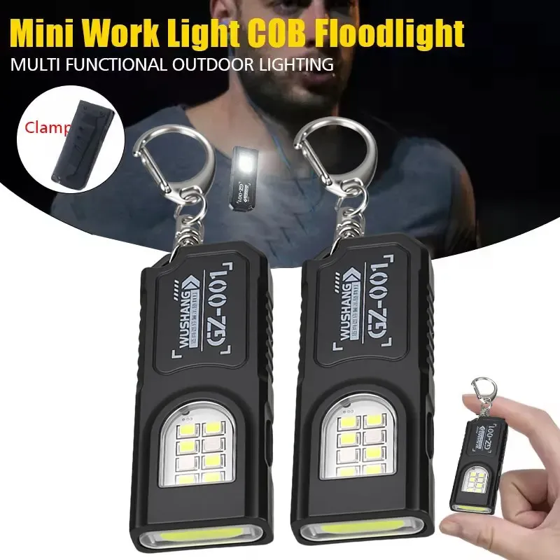 Multifunktionale Schlüsselanhänger-Taschenlampe USB-Aufladbare Mini-Taschenlampe Mit COB-Arbeitslicht Schlüsselring Camping Wandern Taschenlampe