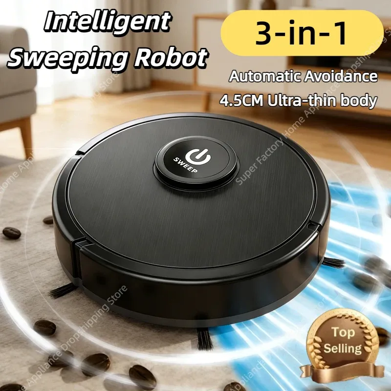 3-in-1 Intelligenter Roboter-Staubsauger 6000Pa Starke Saugkraft Kehren Wischen USB-Aufladung Lasernavigation Tierhaare Hartböden 2026 Neu