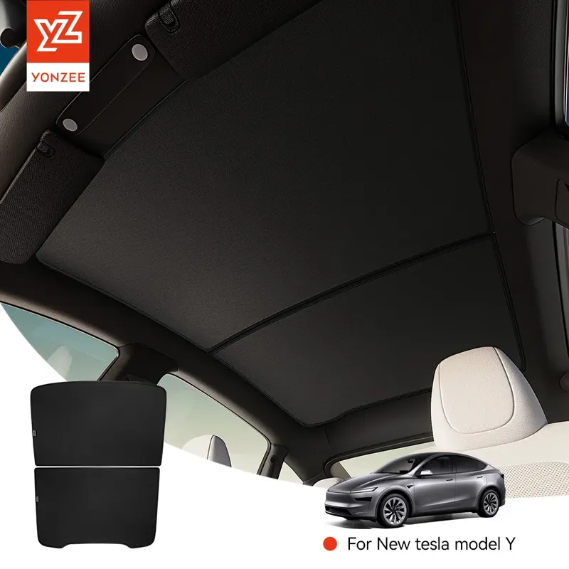 YZ Sonnenschutz für Tesla Model 3 Y Highland Juniper 2025-2026, schwarzes Dach, Graphen-Waben-Sonnenschutz für Auto-Schiebedach vorne und hinten