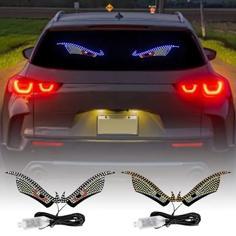 USB Dynamisches Großes Teufelsaugen-Licht für Autos und LKWs, RGB-Fensterdisplay, LED-Anzeige, Animations-LED-Panel, Flexibles Display-Licht