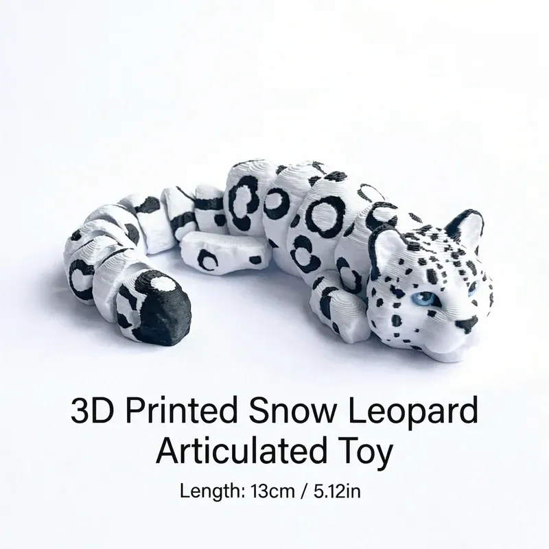 1/2/4 Stück - 3D-gedruckte bewegliche Schneeleoparden-Figur, Tiermodell mit beweglichen Gelenken, Stressabbau-Spielzeug, Innen- und Außendekoration für Schreibtische, Geschenk für Hochzeit, Geburtstag, Weihnachten, Neujahr, Party-Gastgeschenk