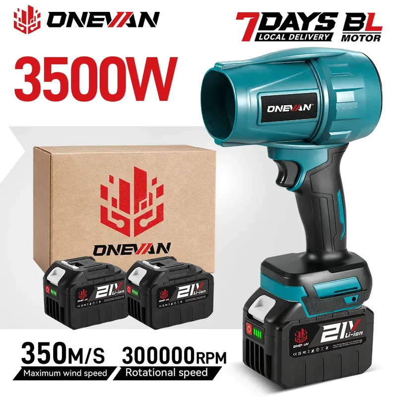 ONEVAN 3500W 350M/S Bürstenloser Elektro-Turbolüfter, kabelloser Laubbläser, Schnee- und Staubbläser, Elektrowerkzeug für Makita-Akkus