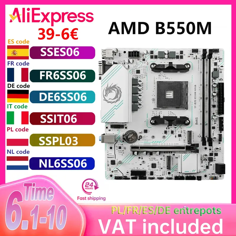 SOYO AMD B550M Gaming-Mainboard USB3.1 M.2 Nvme Sata3 DDR4 Dual Channel Unterstützt RYZEN R3 R5 R7 3000 4000 5000 CPU AM4-Sockel