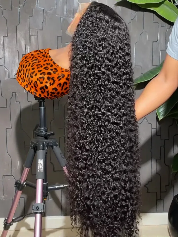 40 46 Zoll Wasserwelle Lockige Spitze Vorne Perücke 13x6 HD Tiefe Welle Spitze Frontal Perücke 300% Dichte leimlose Echthaar Perücke Für Frauen
