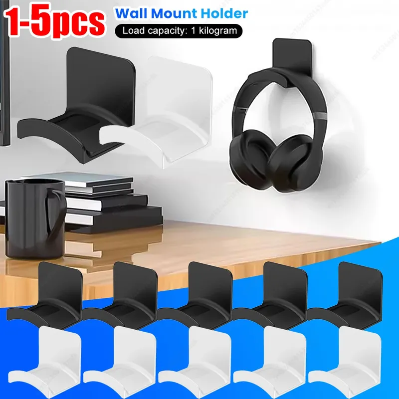 1-5PCS Universal Kopfhörer Ständer Adhensive Kunststoff Wand Halterung Aufhänger Unter Schreibtisch Headset Rack Halter Unterstützung für Gaming kopfhörer