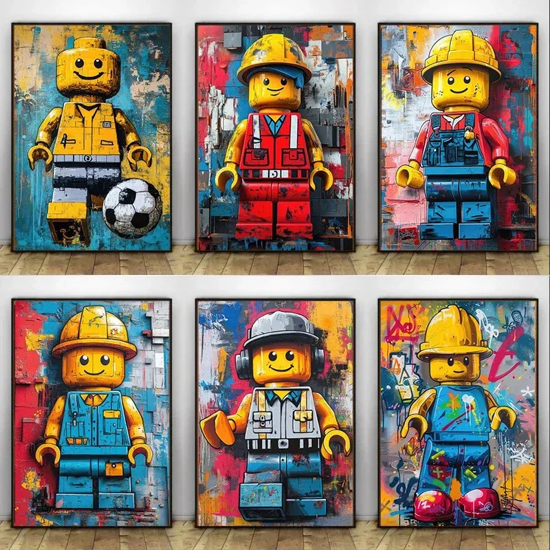 Cartoon Abstrakter SpaĂ Verschiedene Berufe L-Legos Poster Leinwanddrucke Wandkunst Bild fĂŒr Zuhause Zimmer Kinderzimmer Dekoration - 5.69 EUR