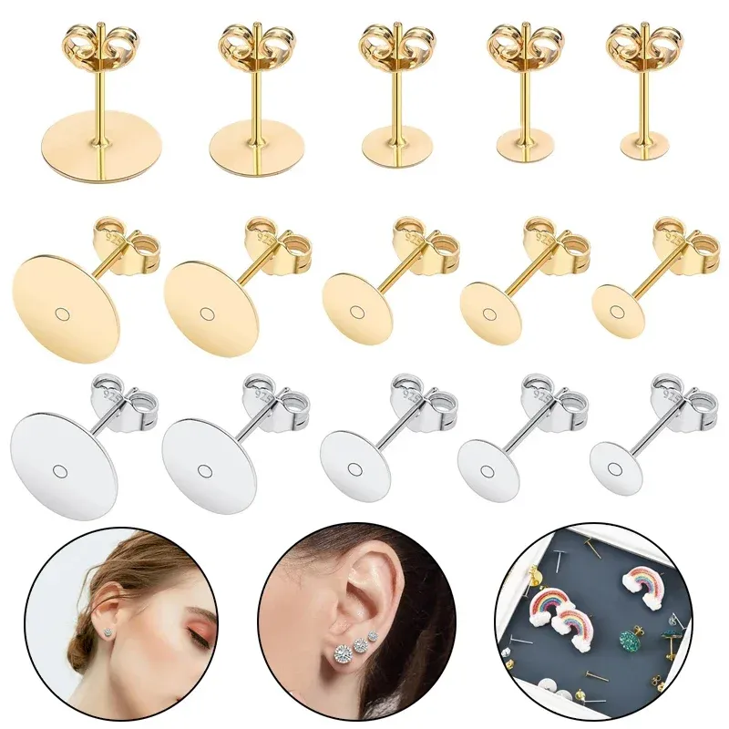 50 teile/beutel 925 Silber Edelstahl Ohrring Bolzen Blank Post Basis Pins Mit Ohrring Stecker Erkenntnisse Ohr Zurück Für Schmuck Machen