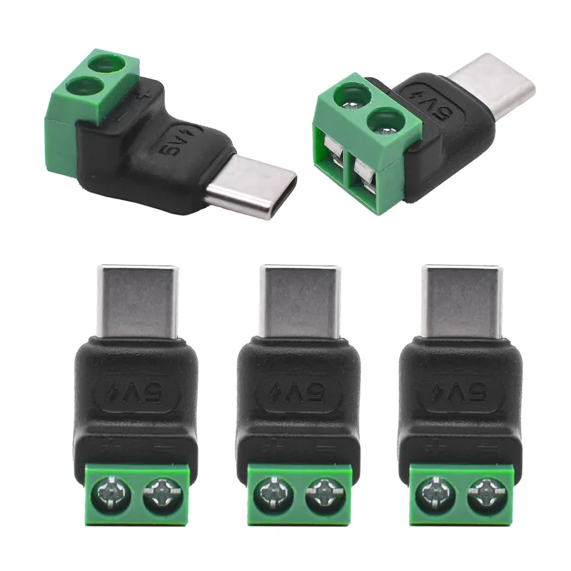 5 Stück Typ C auf 2-poliger Adapter – kein Löten, grüner Schnellanschluss für Ladekabel (Telefone, Powerbank), DIY-Elektronik