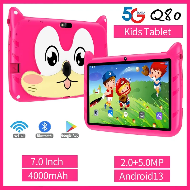 Neues Kinder-Tablet 7 Zoll Android 13 System Quad-Core 4GB RAM 64GB ROM 5G WLAN Bluetooth Google Lern- und Bildungs-PC 4000mAh