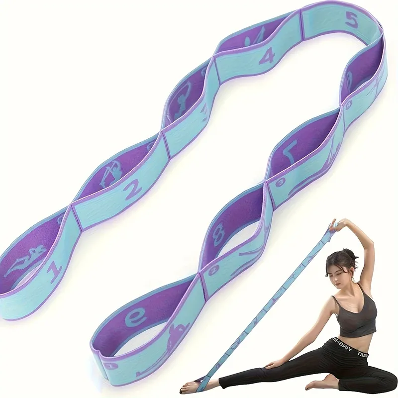 8/12 Loop nummerierte Widerstandsbänder mit Führung, lila, blau, rosa, elastische Riemen für Yoga, Pilates, Heim-Fitnessstudio, Klimmzug-Trainingsband