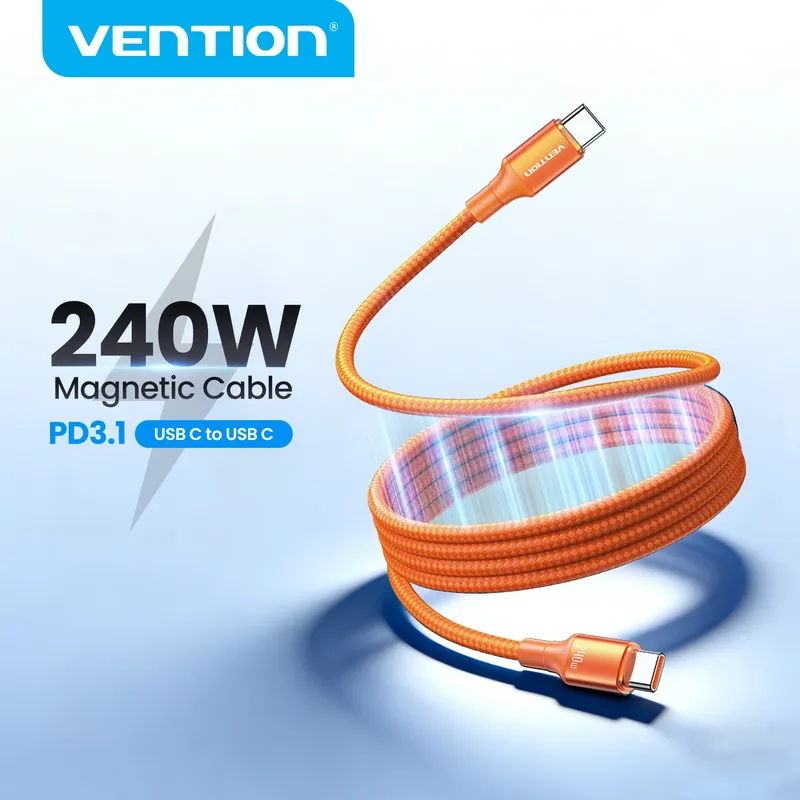 Vention 240W USB-C Magnetkabel Typ C zu Typ C PD3.1 Schnellladekabel für MacBook Laptop iPhone 17 16 15 Samsung S25