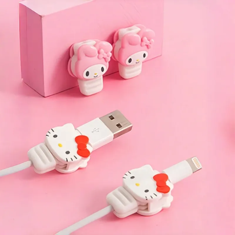 2 Stück/Set Hello Kitty My Melody Ladekabelschutz für schnelles Laden, Ladekopfabdeckung, Kabelzubehör