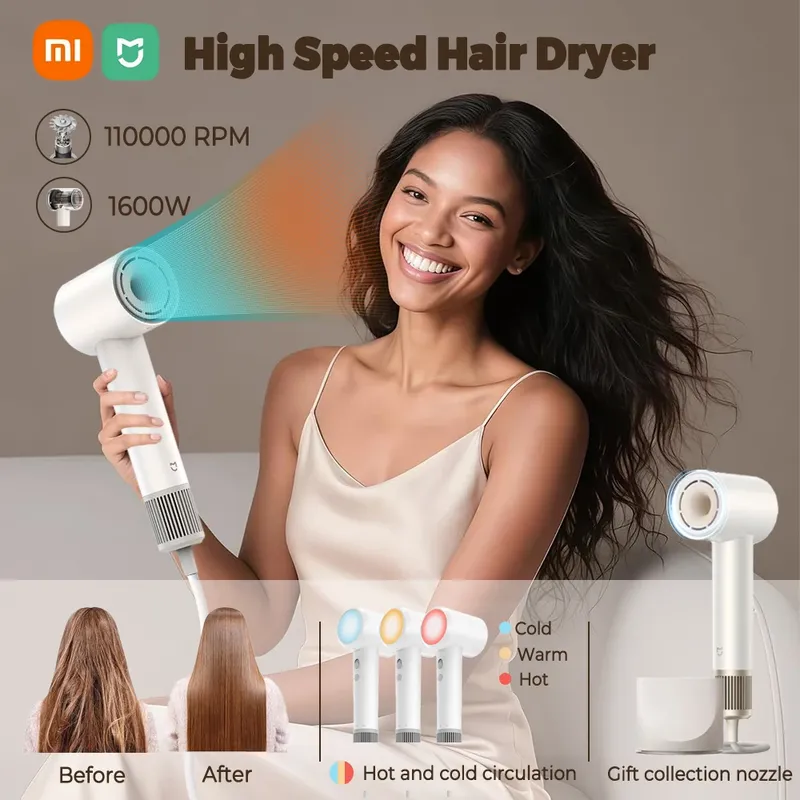 XIAOMI MIJIA Hochgeschwindigkeits-Haartrockner Professionelle Negative-Ionen-Haarpflege 110.000 U/min 1600W Elektrischer Tragbarer Haartrockner