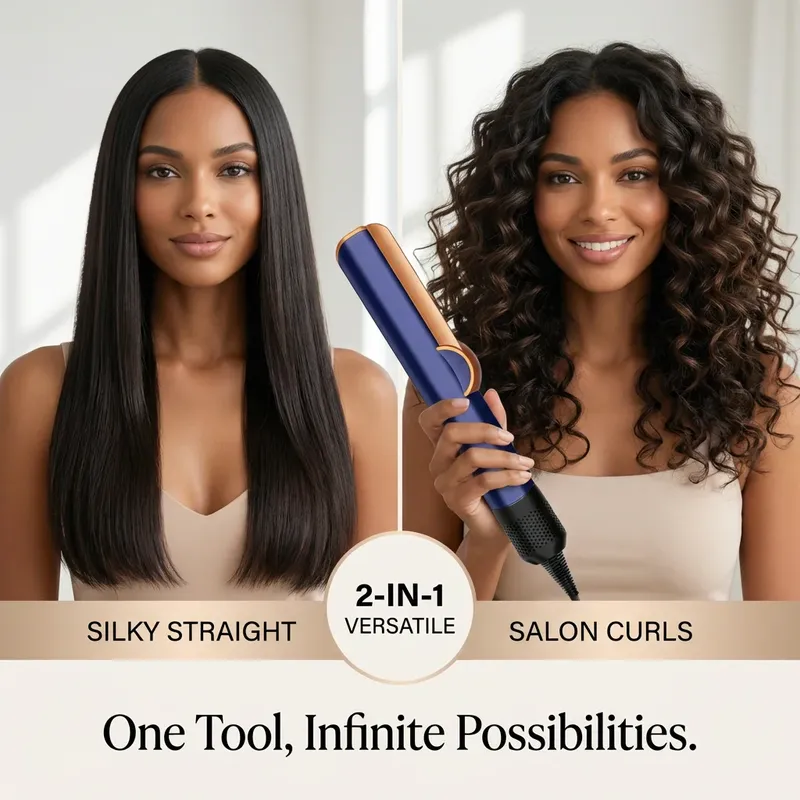 2-in-1 Haartrockner und Glätter mit Negativ-Ionen-Technologie, Professionelles Schnellheizendes Haarstyling-Werkzeug für Zuhause