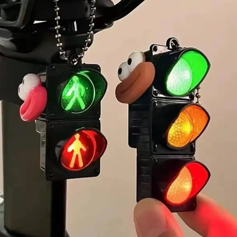 3D Ampel Schlüsselanhänger LED Leuchtender Schlüsselring Glühende Anhänger Taschenanhänger Lustiger Kreativer Schlüsselring