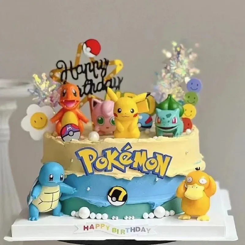 13 Teile/satz Pokemon Kuchen Topper Pikachu Anime Figur Party Alles Gute Zum Geburtstag Pokemon Kuchen Dekoration Lieferungen Junge Ornamente Kinder Geschenk