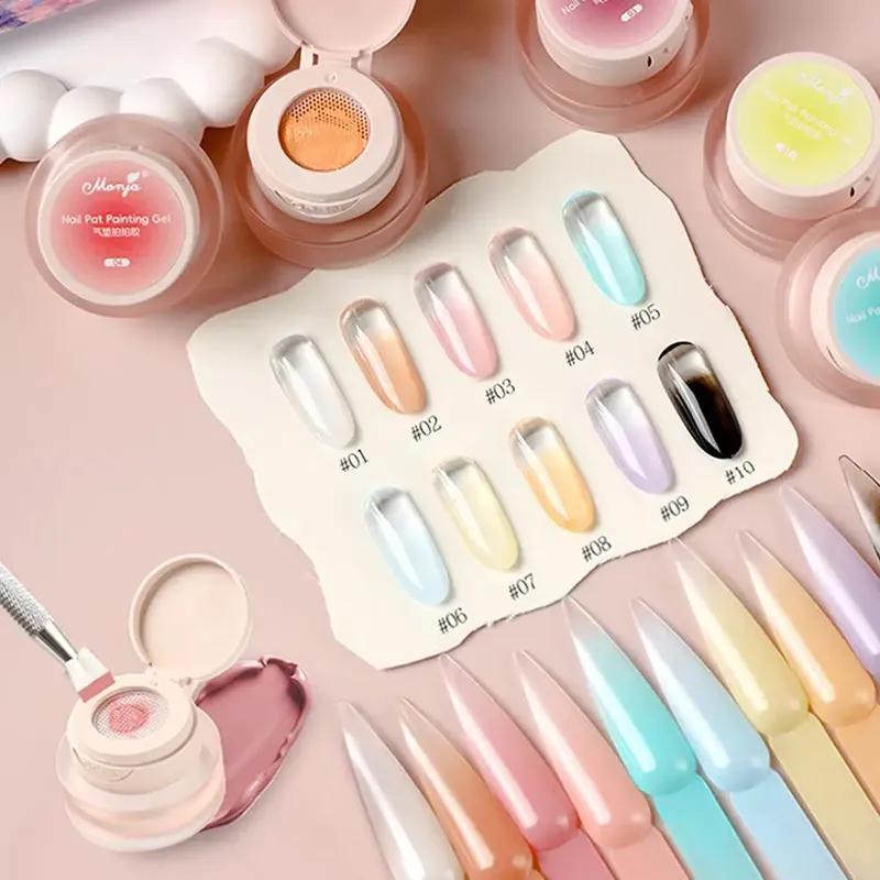5ml Schwarzes Cushion Gradient Painting Gel, Schwarzes Ombre Patting Gel Polish UV/LED, Blush Blooming Aura Maniküre Gel Nagellack Werkzeuge