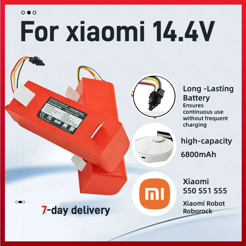 14,4 V 12800 mAh Robotic Staubsauger Ersatz Batterie Für Xiaomi Roborock S55 S60 S65 S50 S51 S5 MAX S6 teile