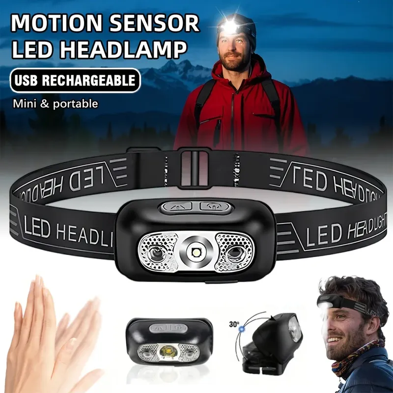 Motion Sensor Wiederaufladbare Scheinwerfer Taschenlampe LED Ultra Helle Scheinwerfer Angeln Scheinwerfer Led Stirn Kopf Lampe Taschenlampen