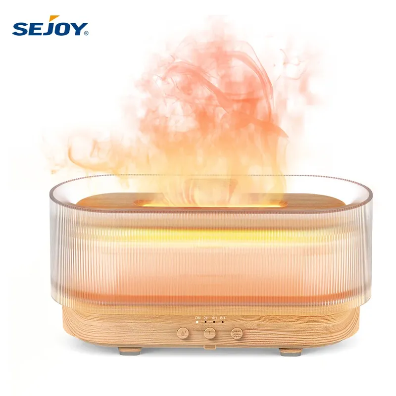 SEJOY Luftbefeuchter mit LED-Licht, Aroma-Diffusor für Ätherische Öle, Flammen-Automatik-Duftspender für Zuhause