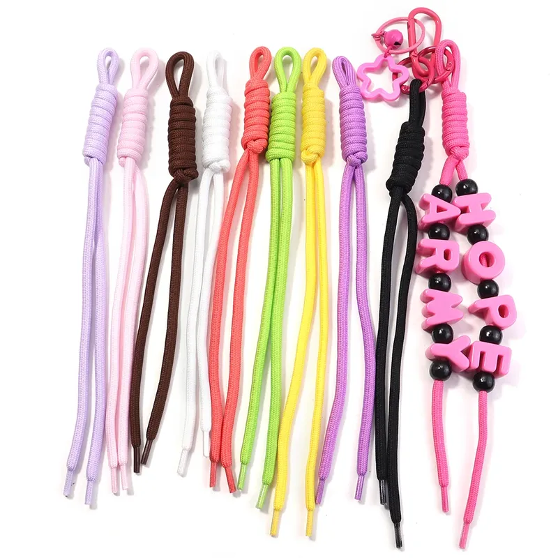 5 Stück/Set Bunte geflochtene Schlüsselbänder, handgefertigte Knoten-Nylonschnur für DIY Schlüsselanhänger, Taschenanhänger, Zubehör
