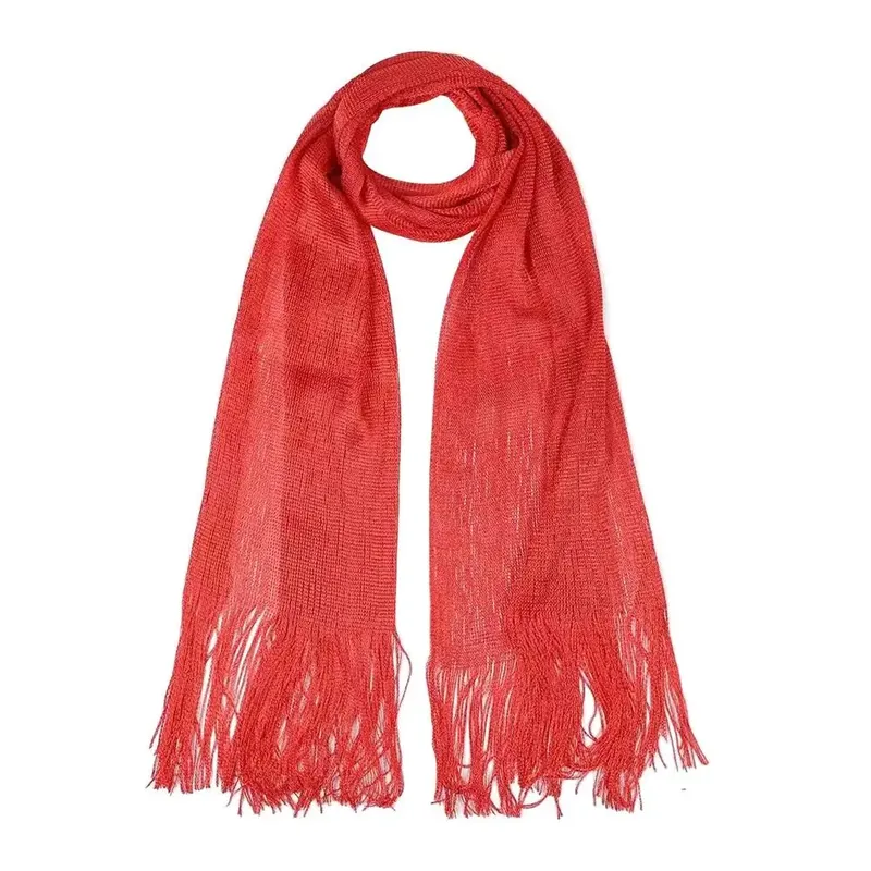 Sonnenschutz-Schal mit Spitzenquasten, dünner, heller, durchbrochener Seidenschal, Halstuch, modischer Nackenwärmer für Frühling, Sommer, Herbst, Hijab