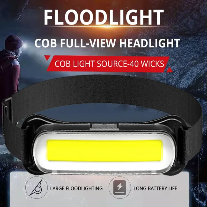 USB wiederaufladbare LED-Stirnlampe, 3 Modi, Scheinwerfer, wasserdichte Stirnlampe, verstellbares Stirnband für Laufen, Camping, Notfall im Freien