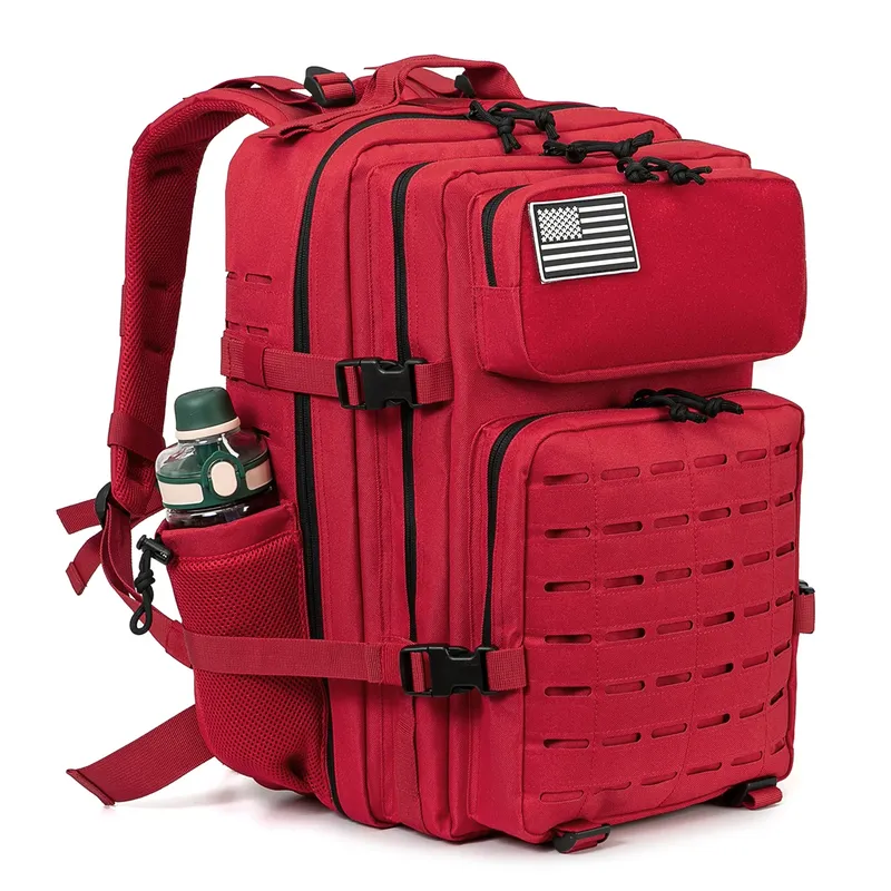 45L Taktischer Rucksack für Herren mit doppeltem Getränkehalter, Jagdrucksack, Outdoor-Camping-Ausrüstung, Rucksack, Wandern, Überlebensrucksack