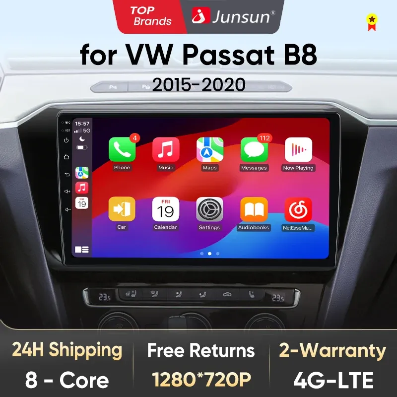 Junsun V1 AI Stimme Drahtlose CarPlay Android Auto Radio Für VW Volkswagen Passat B8 2015-2020 Auto Multimedia GPS 2din autoradio