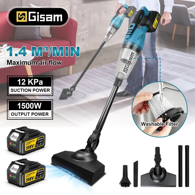 Gisam Elektrischer Staubsauger 12Kpa Kabelloser Multifunktionsreiniger Handstaubsauger für Schnee und Staub Kompatibel mit Makita 18V Akku