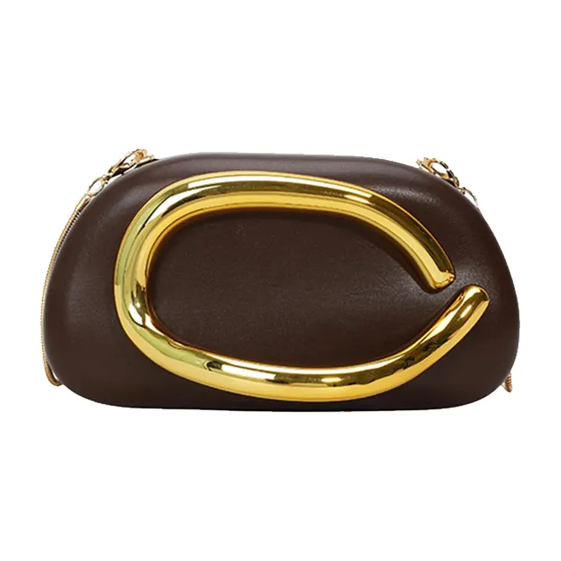 Frauen PU Leder Trendy Clutch Geldbörsen Einfarbig Metall Dekoration Abend Tasche Hand-gehalten Schulter Clutch Tasche für Hochzeit Party