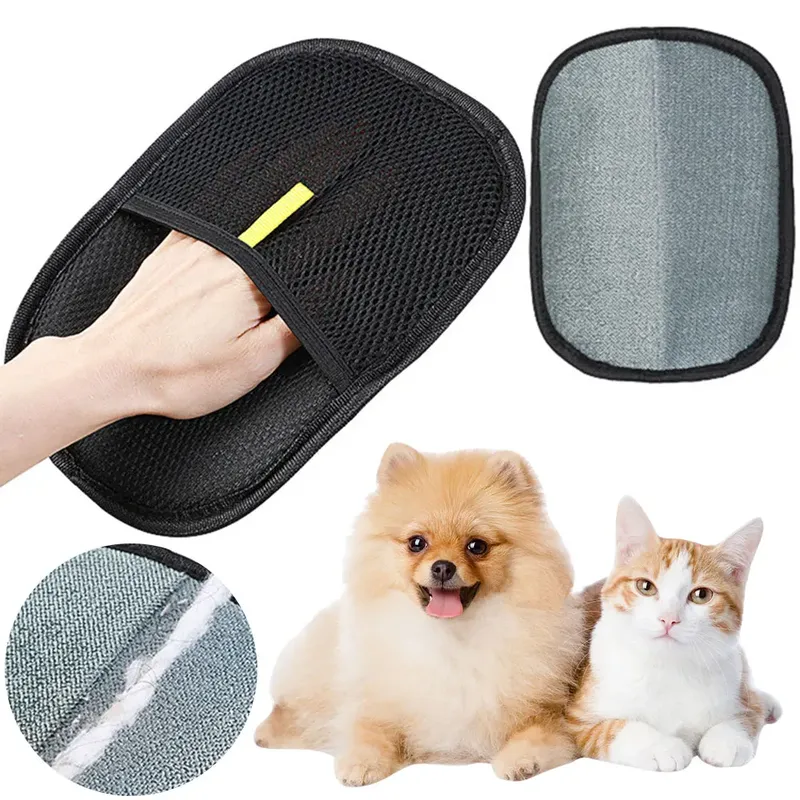 Haustierpflege-Handschuhe, Haarentferner-Bürste, Tierhaarentferner-Handschuhe für Hunde, Katzen, Kaninchen, mit langem/kurzem/lockigem Haar