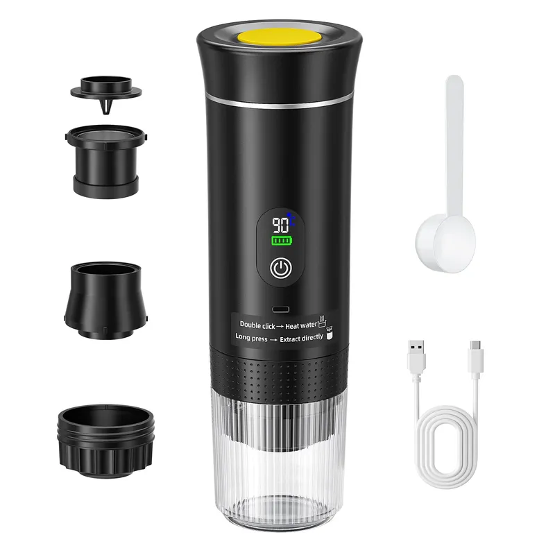 Kabellose Elektrische Tragbare Espresso-Kaffeemaschine für Auto & Zuhause Camping Kaffeemaschine 3-in-1 Kapsel- und Pulver-Reisekaffeemaschine