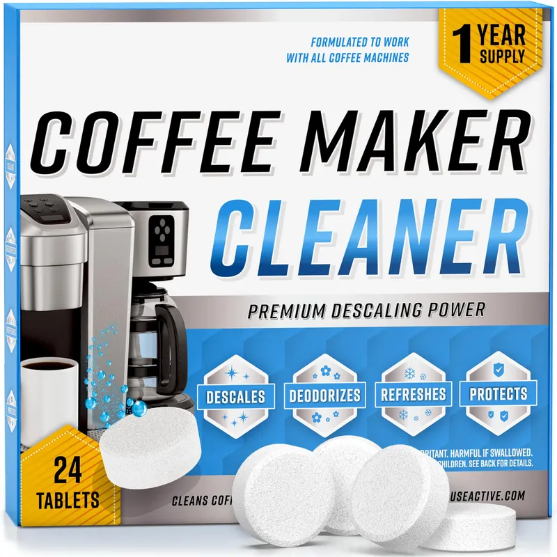 Kaffeemaschinenreiniger, Entkalker-Tabletten, 24 Stück, Kaffeemaschine, Topf, Entkalkung und Reinigungslaschen, Entkalkungs-Tropfkaffee- und Espressomaschinen