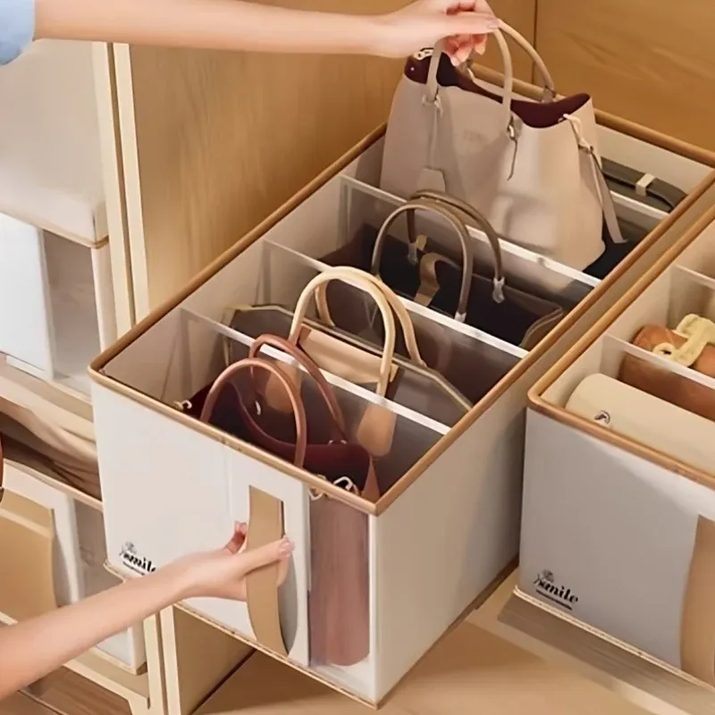 Faltbare Aufbewahrungsbox für Damenhandtaschen mit offenen Fächern, platzsparendes Design für Tragetaschen, Rucksäcke, Schuhe und Kleidung