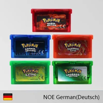 GBA Spielmodul 32-Bit Videospielkonsolen-Karte Pokemon Smaragd- Feuerrote Rubin- Deutsche Sprache Glänzendes Etikett für GBA NDS