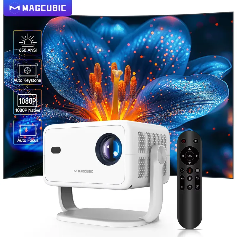 Magcubic 650ANSI 8K Android14 L018 Projektor Native 1080P Mit Auto-Keystone-Korrektur Fokus WLAN6 BT5.4 Tragbarer Film-Projektor für Draußen