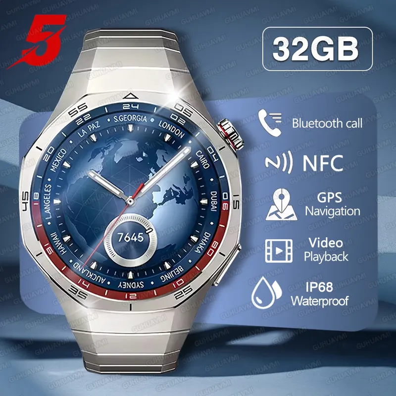 2026 Neue Watch 5 Pro GPS-Kartennavigation Smartwatch 32G Speicher Video-Musikwiedergabe NFC-Anruf Titanlegierung Wasserdichte Smartwatch für Herren