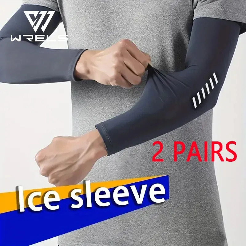 2 Paar Eisseiden-Ärmel, atmungsaktiv, UV-Schutz, kühlend, für Wandern, Basketball, Radfahren, Laufen, Outdoor-Sport