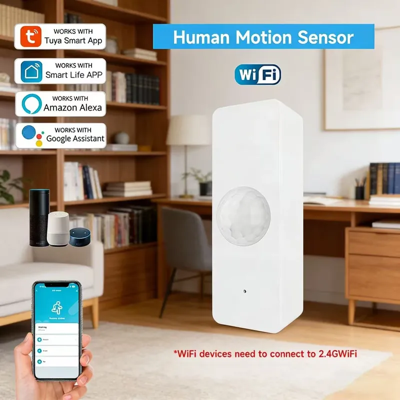 WiFi Smart PIR-Bewegungssensor Tuya Infrarot-Körperdetektor Heimsicherheitsschutz-Alarmsystem Smart Life funktioniert mit Alexa