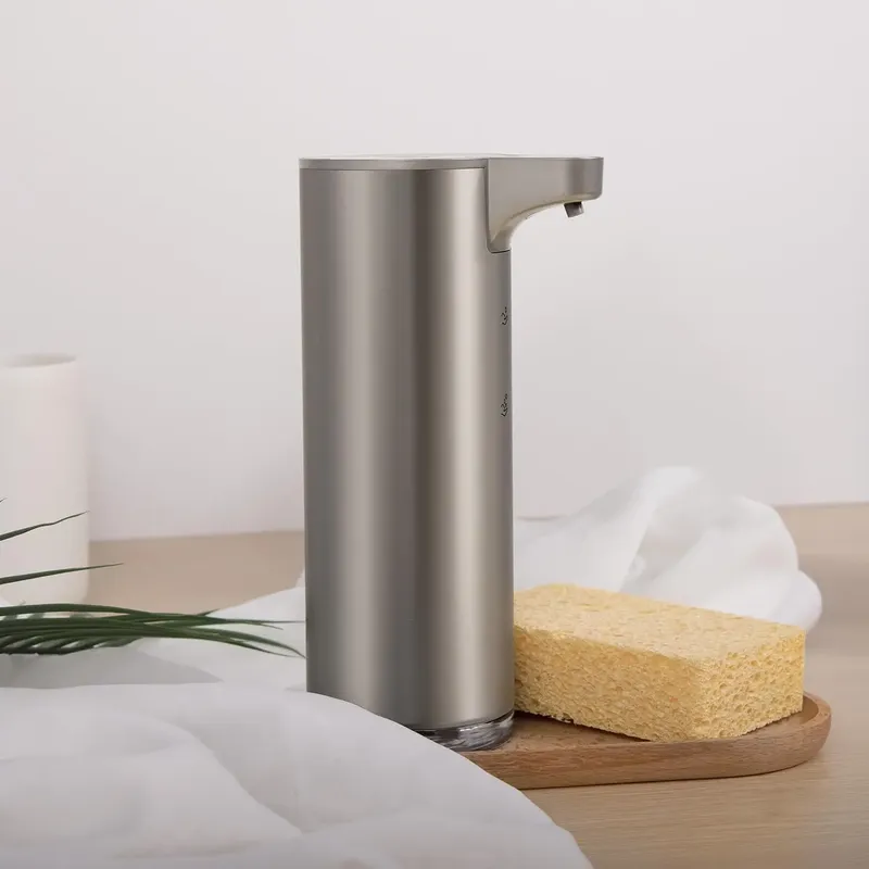 LAOPAO Automatischer Seifenspender aus Edelstahl mit LED-Beleuchtung, hygienischer Seifenspender für Küche und Bad