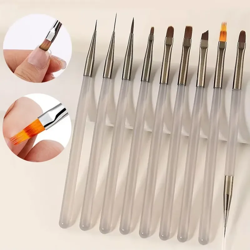 LINMANDA 9er-Pack graue Nail-Art-Pinsel-Set, Nail-Art-Werkzeuge, geeignet für Gel-Nagellack und Nail-Art-Designs, perfekt für Heim-DIY
