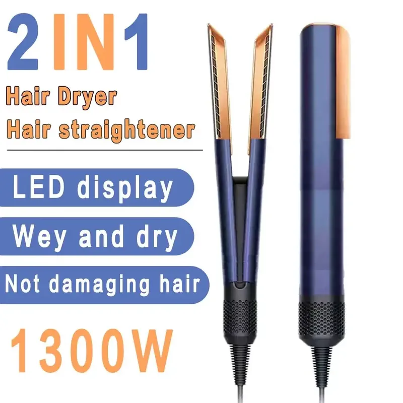 Professioneller 2-in-1-Haartrockner und Glätteisen, Negativ-Ionen-Eisen, langlebiges Styling-Werkzeug, Nass- und Trockenglätter