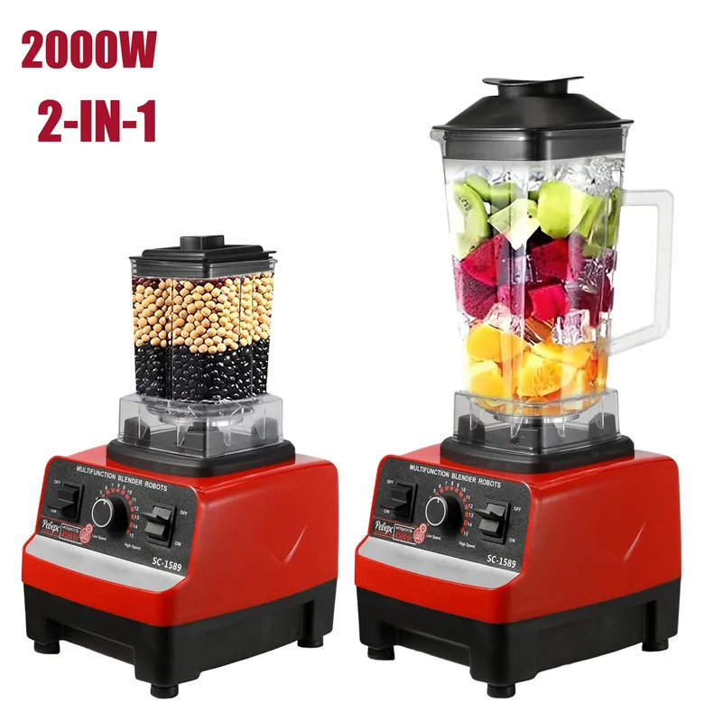 2000 W robuster kommerzieller Mixer, stationärer Mixer, Küchenmaschine, Eis-Smoothies für die Küche, Hochleistungs-Entsafter, Mixer, BPA-frei
