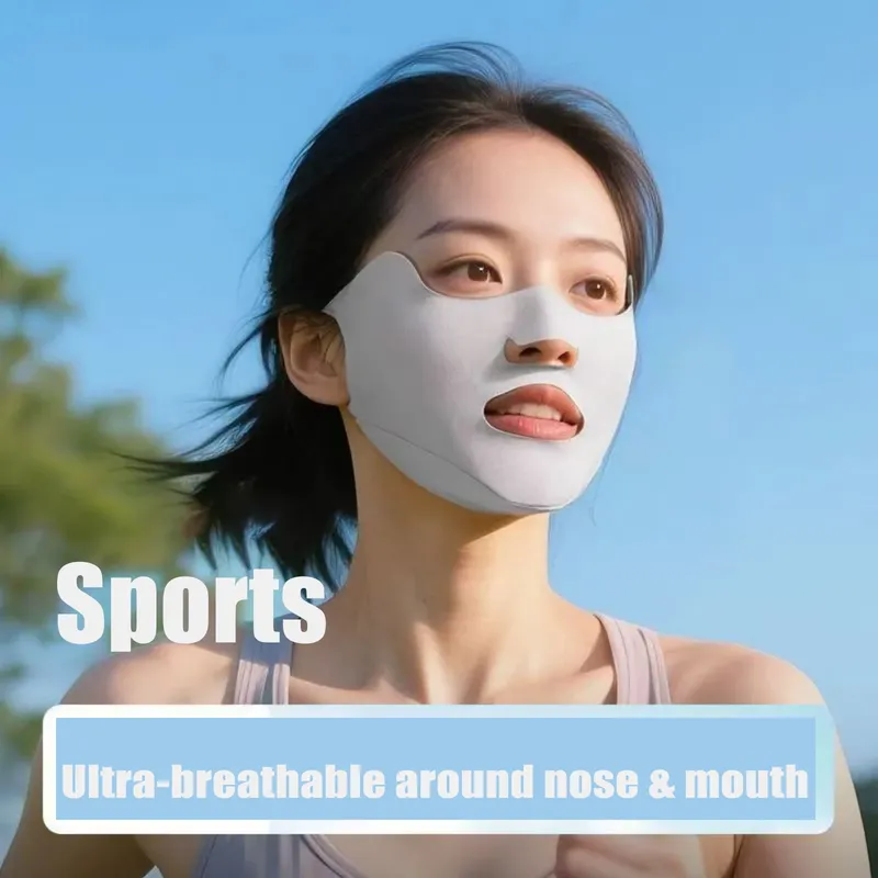 1PC neue atmungsaktive Eisseidenmaske, waschbar, staubdicht, Sonnenschutzmaske, Anti-UV-Gesichtsmaske zum Reiten, schützt die Ecken der Augen